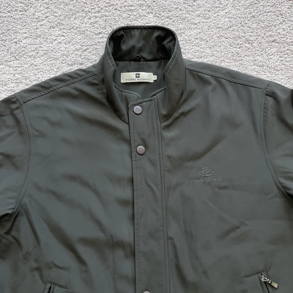 Pierre Balmain Quilted Softshell Jacket Mens Small Green Full Zip PB-15-6781